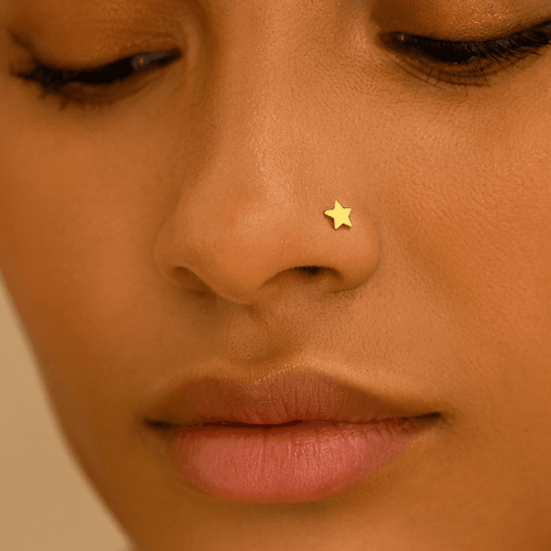 14K Gold Plain 3mm Star Top Nose Bone