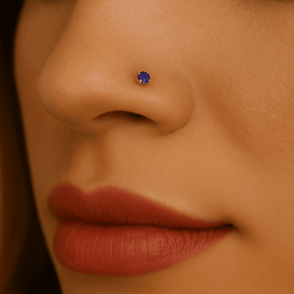 9K Gold Tanzanite Jewelled Nose Bone Stud