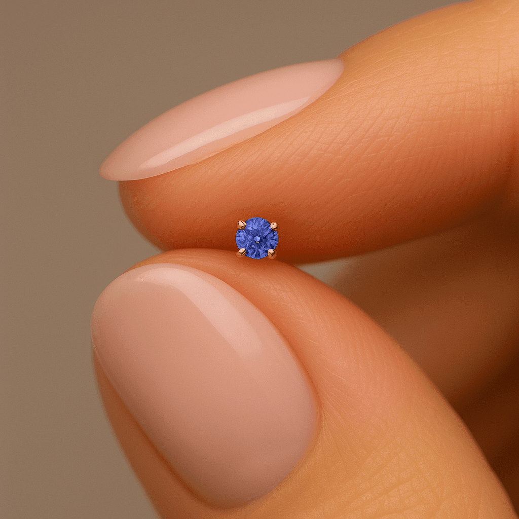 9K Gold Tanzanite Jewelled L-Bend Nose Stud
