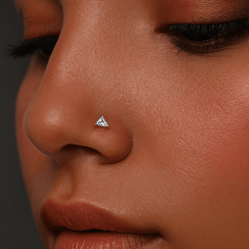 14K Gold Cubic Zirconia Jewelled Nose Screw Stud
