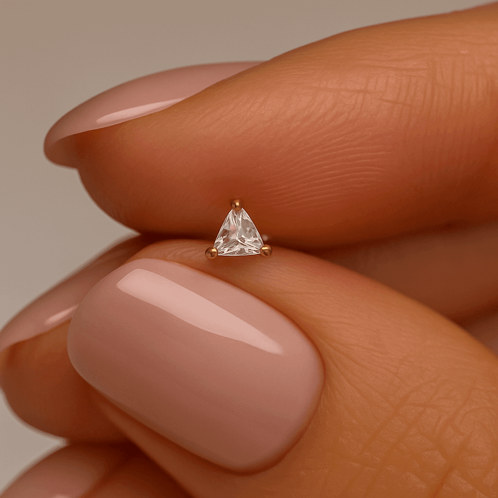 14K Gold Cubic Zirconia Jewelled Nose Screw Stud