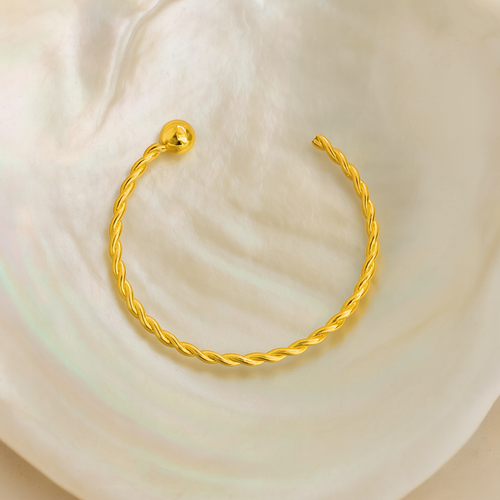 9K Gold Twisted Open Hoop Nose Ring