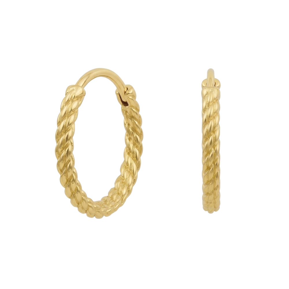 9K Gold Laser Cut Style Hinged Clicker Earrings Pair