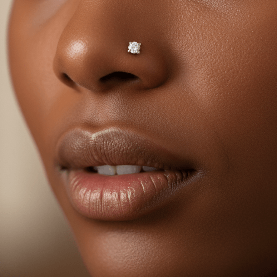 9K Gold Claw-Set Moissanite Nose Stud