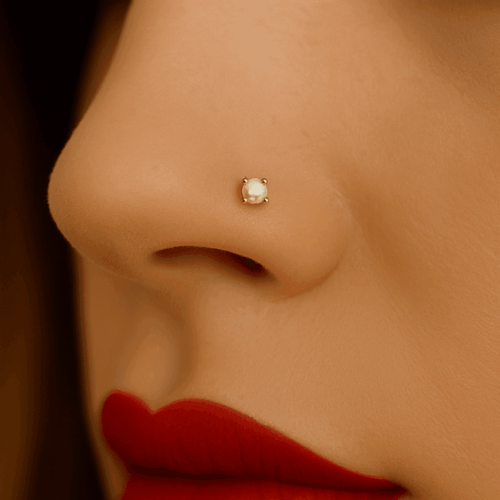 14K Gold Natural Pearl Nose Stud