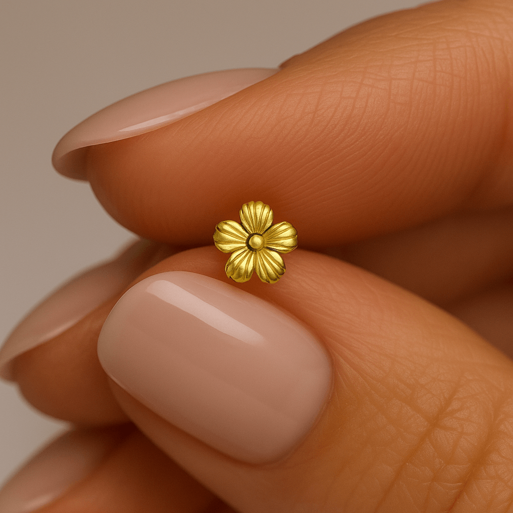 9K and 14K Gold Flower Nose Screw Stud