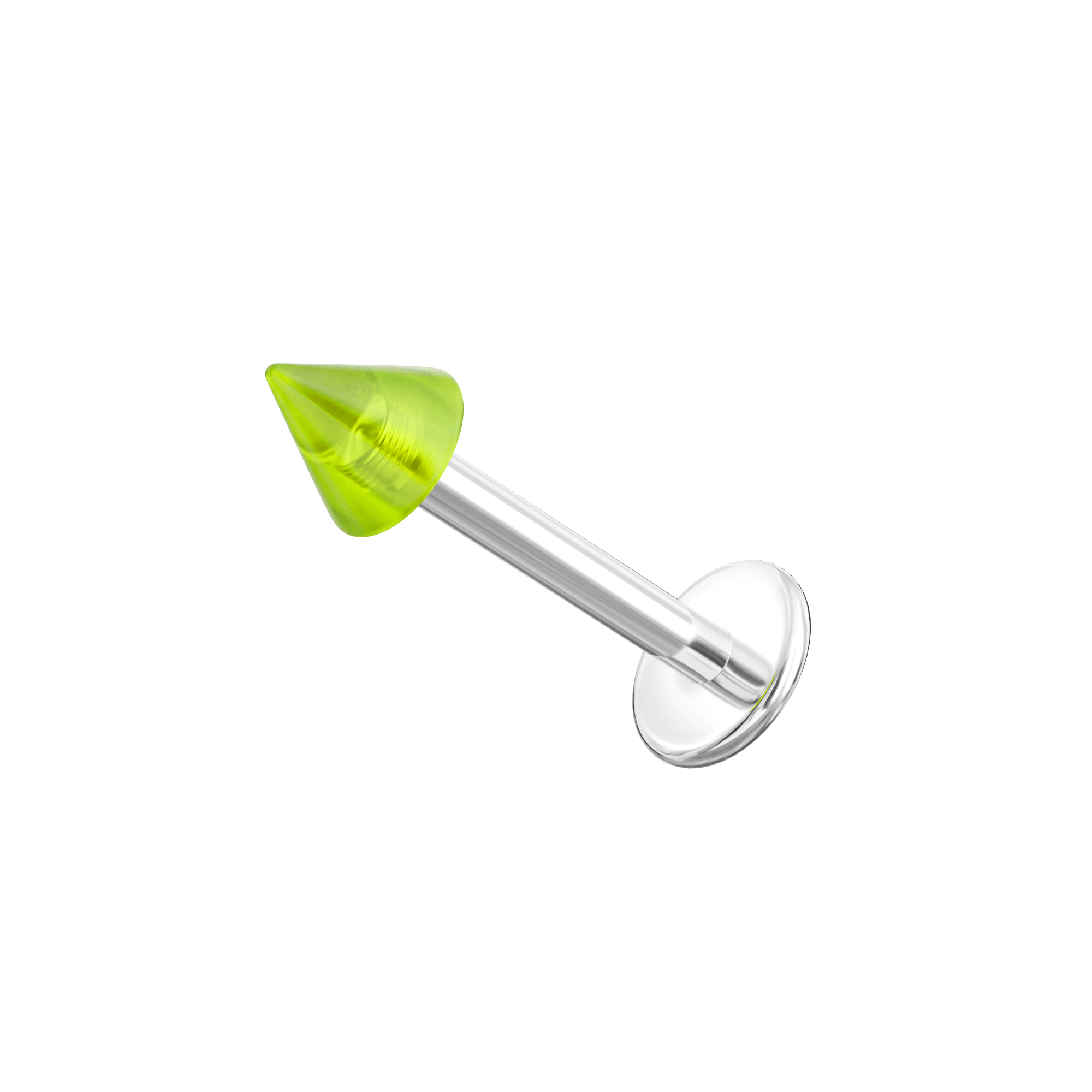 316L Surgical Steel Labret with Transparent Neon UV Cone (Pack of 10)