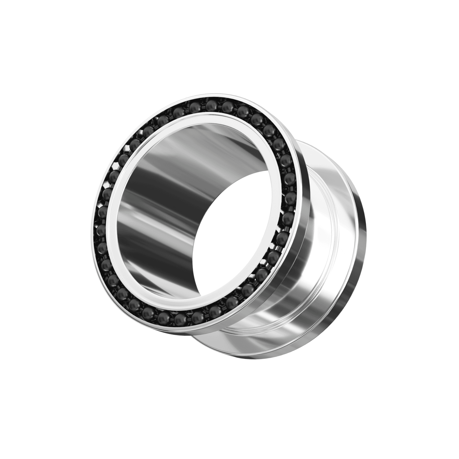 316L Surgical Steel With Black Ball Edge Top Flesh Tunnel