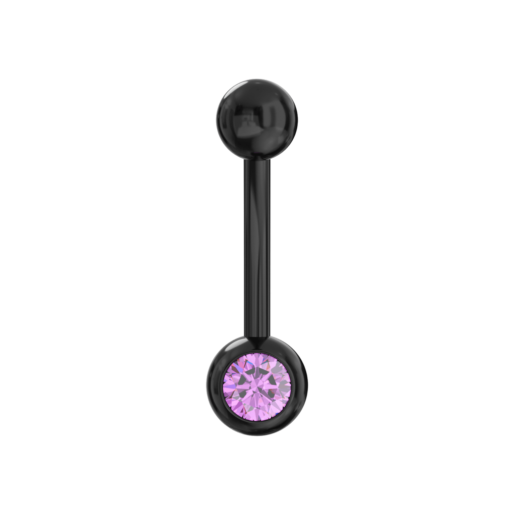 316L Surgical Steel Black Cubic Zirconia Studded Belly Ring