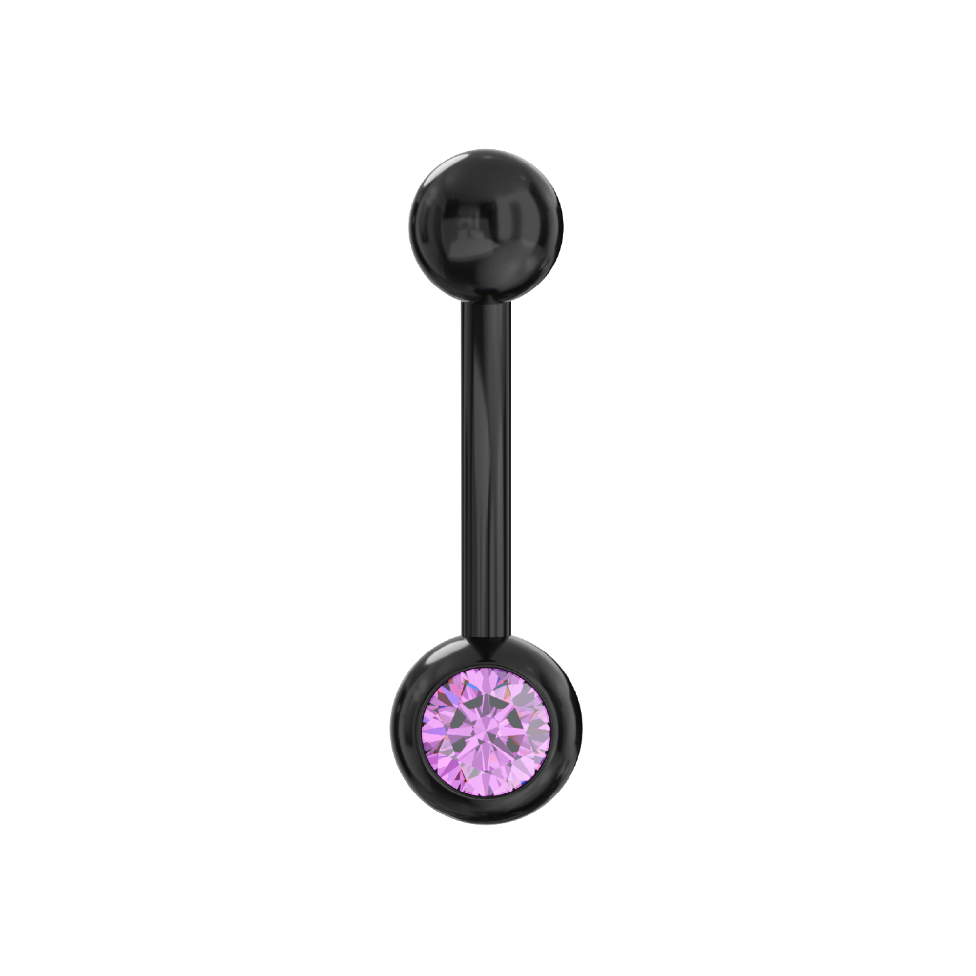 316L Surgical Steel Black Cubic Zirconia Studded Belly Ring
