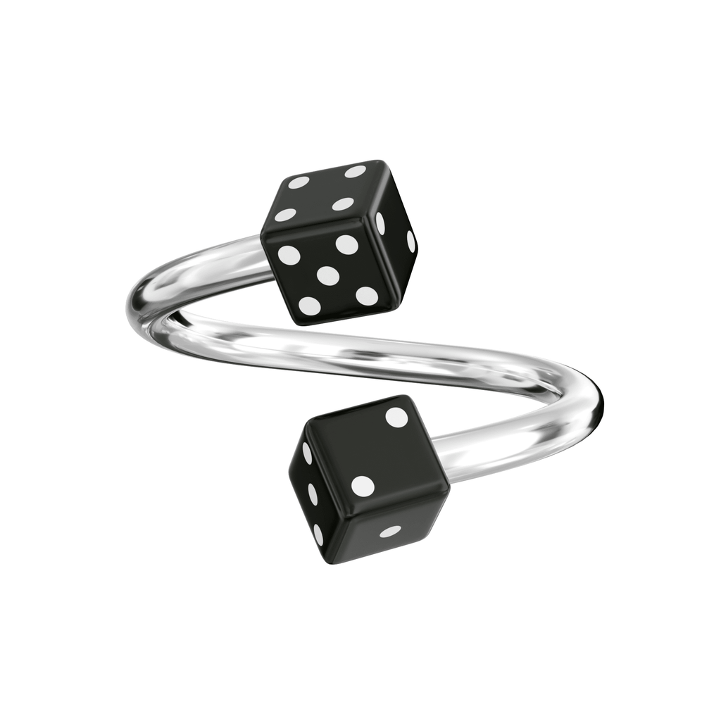 316L Surgical Steel Spiral Barbell with UV Dice