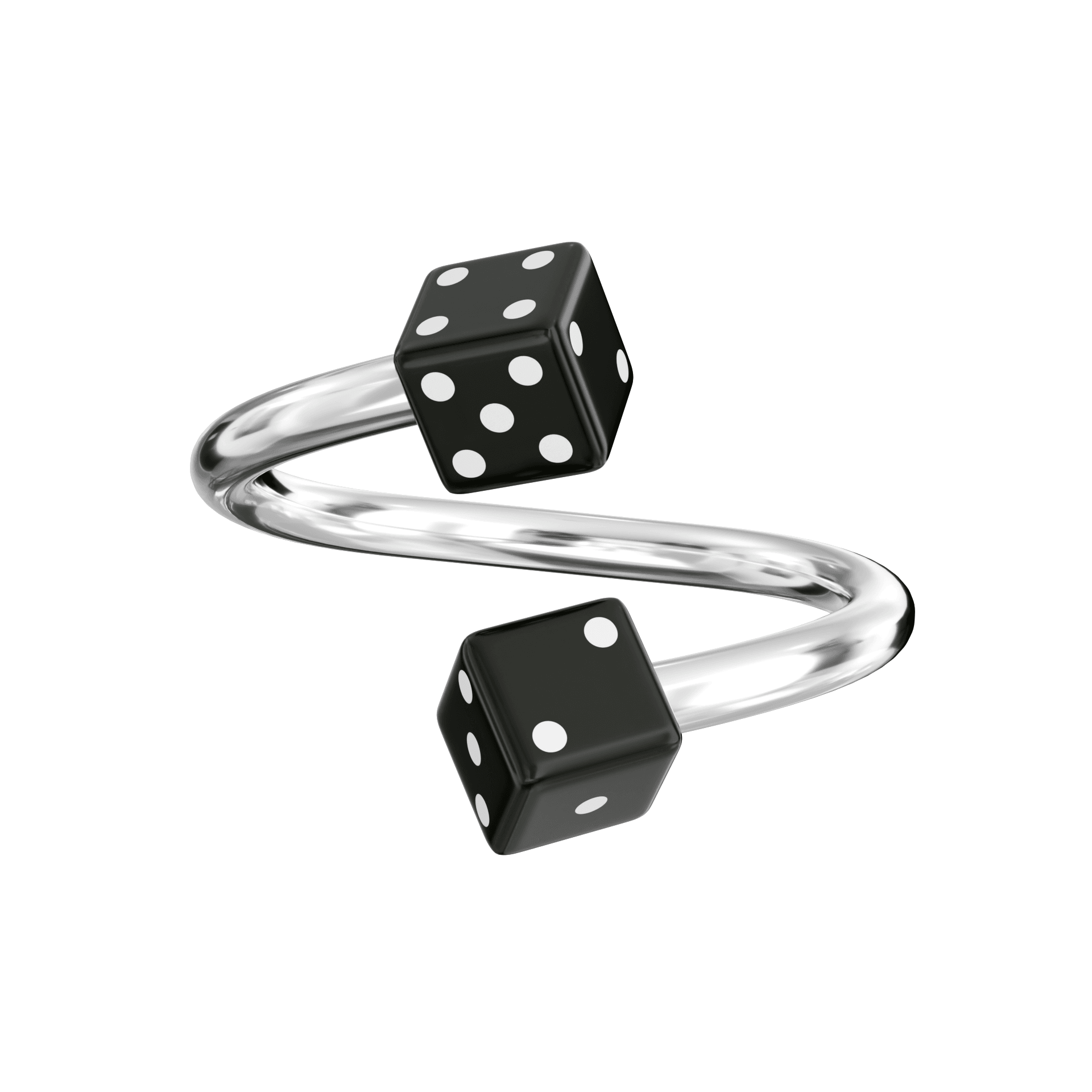 316L Surgical Steel Spiral Barbell with UV Dice