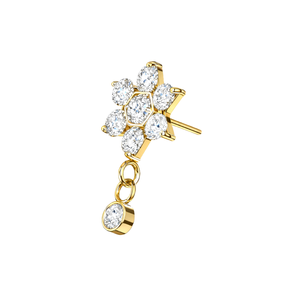 G23 Titanium Flower CZ Dangle Threadless Top