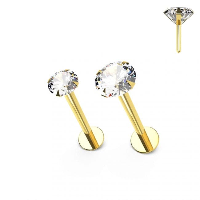 9K Gold CZ Stone Top Internal Push Fit Stud