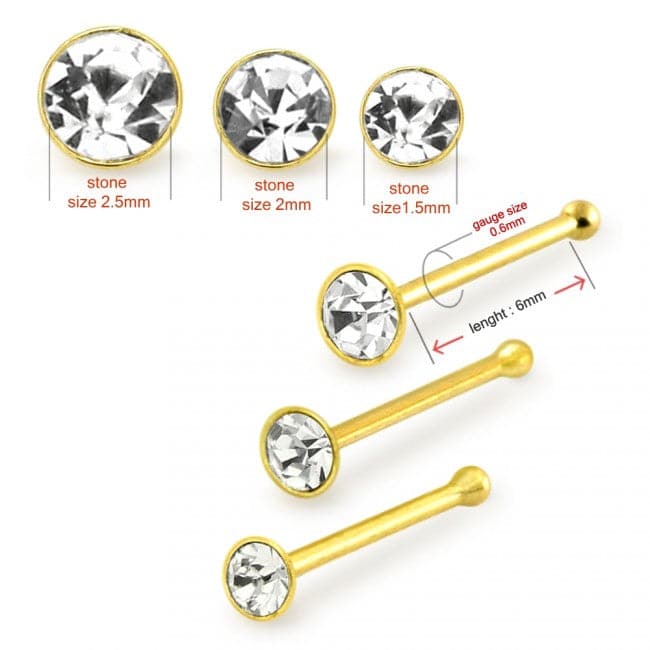 9K Gold Genuine Crystal Jewelled Nose Bone