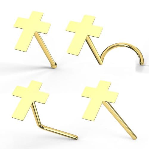 9K Gold Plain Cross Nose Studs
