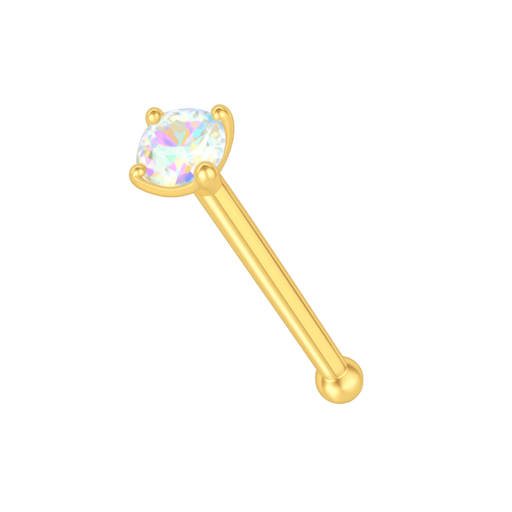 14K Gold Colourful Crystal Jewelled Nose Bone