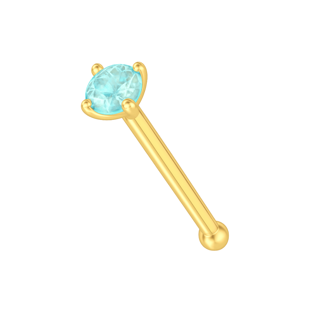 14K Gold Colourful Crystal Jewelled Nose Bone