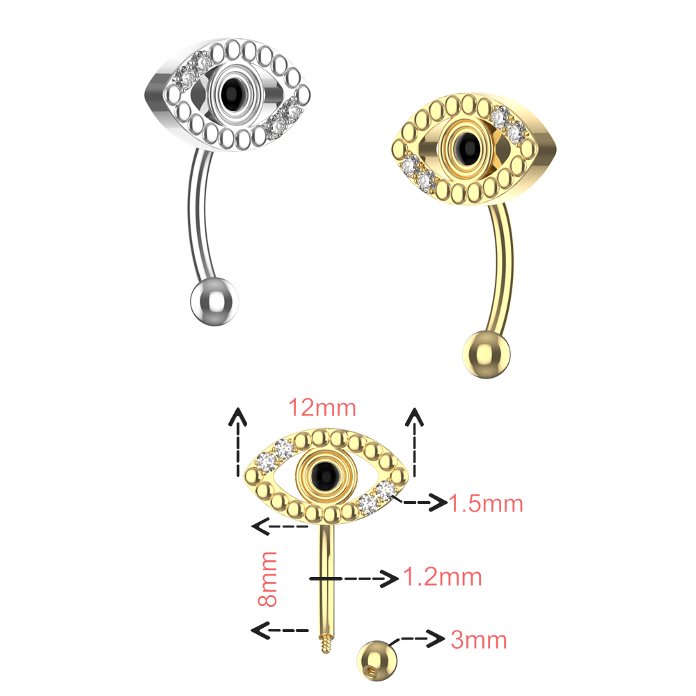 316L Surgical Steel Evil Eye Eyebrow Banana Ring