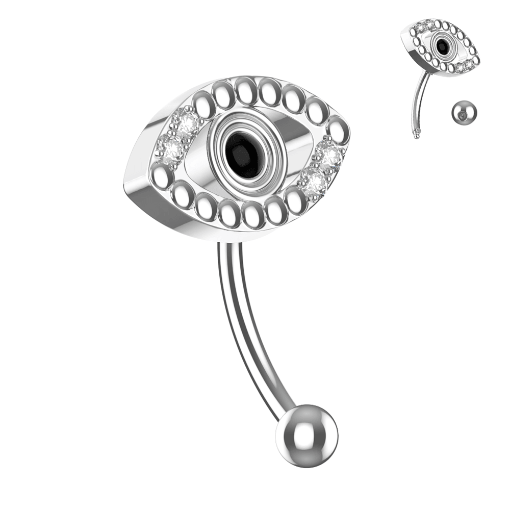 316L Surgical Steel Evil Eye Eyebrow Banana Ring