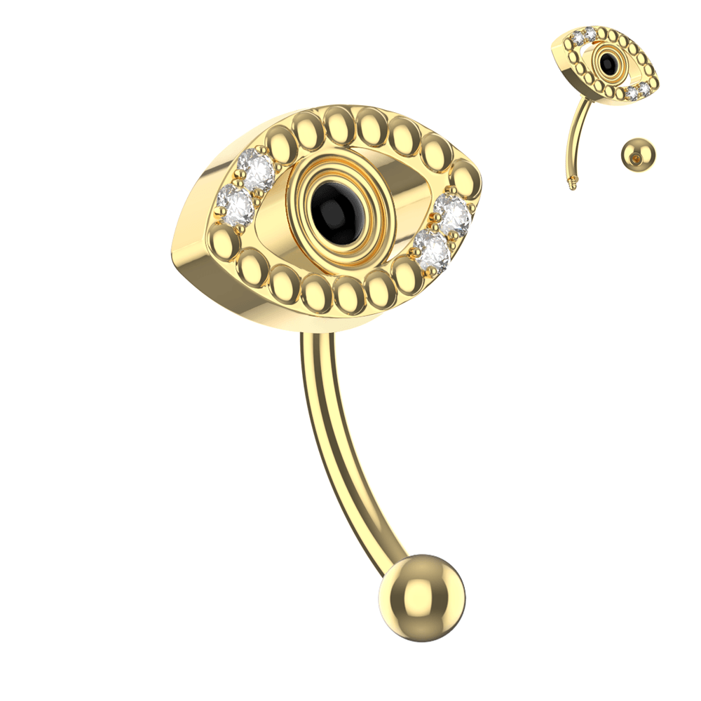316L Surgical Steel Evil Eye Eyebrow Banana Ring