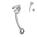 316L Surgical Steel Heart Jewelled Eyebrow Banana Ring