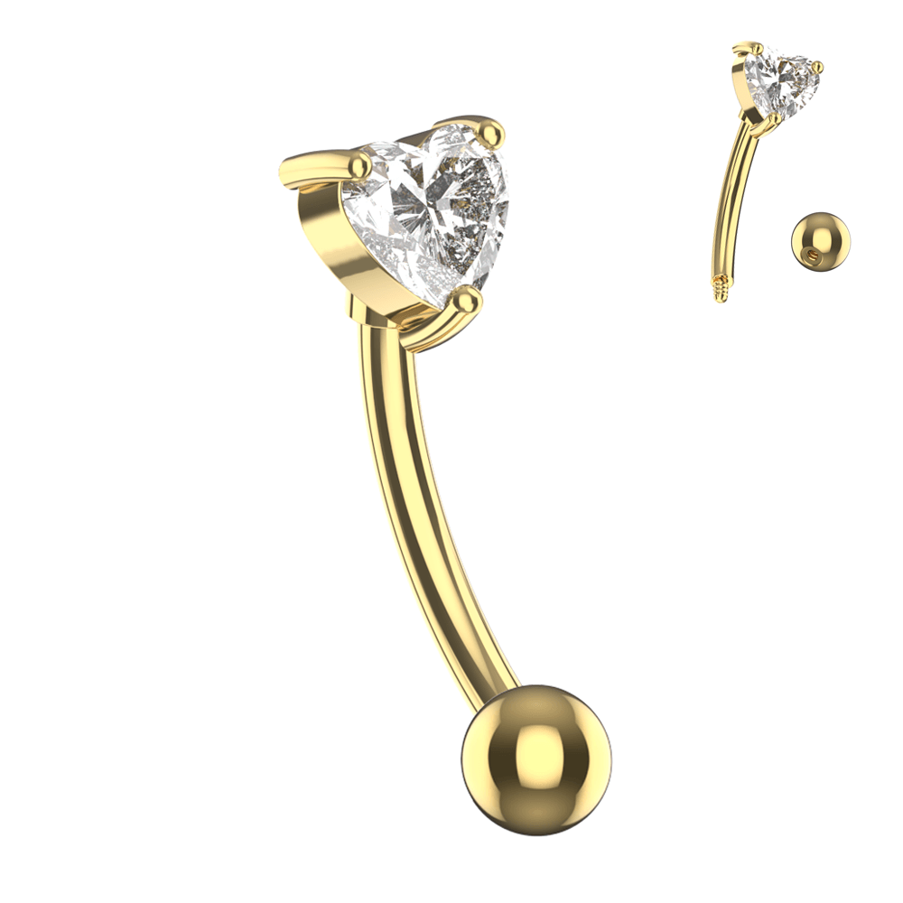 316L Surgical Steel Heart Jewelled Eyebrow Banana Ring