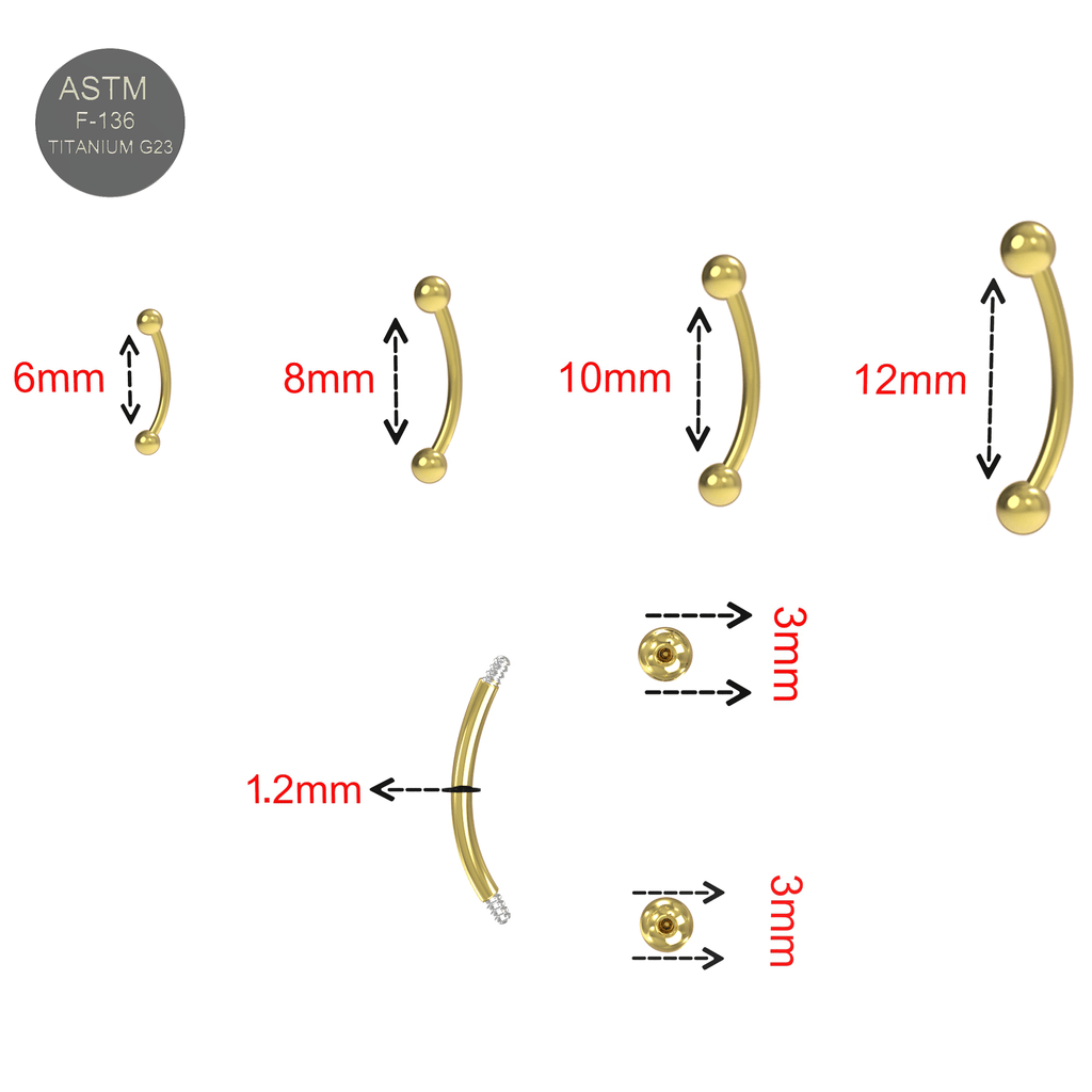 G23 Titanium Plain Eyebrow Bar With Ball