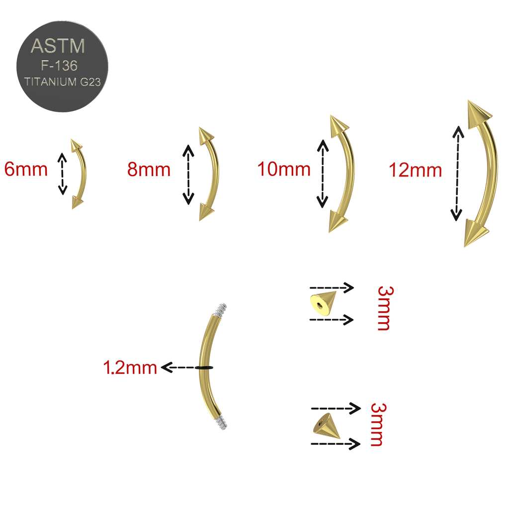 G23 Titanium Eyebrow Bar With Cone