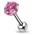 316L Surgical Steel Round Shape Cubic Zirconia Jewelled Tongue Bar