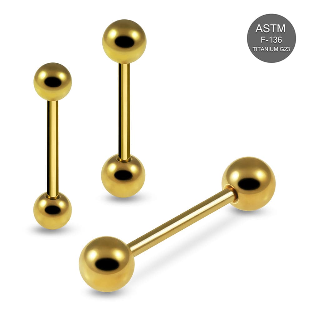 G23 Titanium Gold Anodised Straight Tongue Barbell with Ball