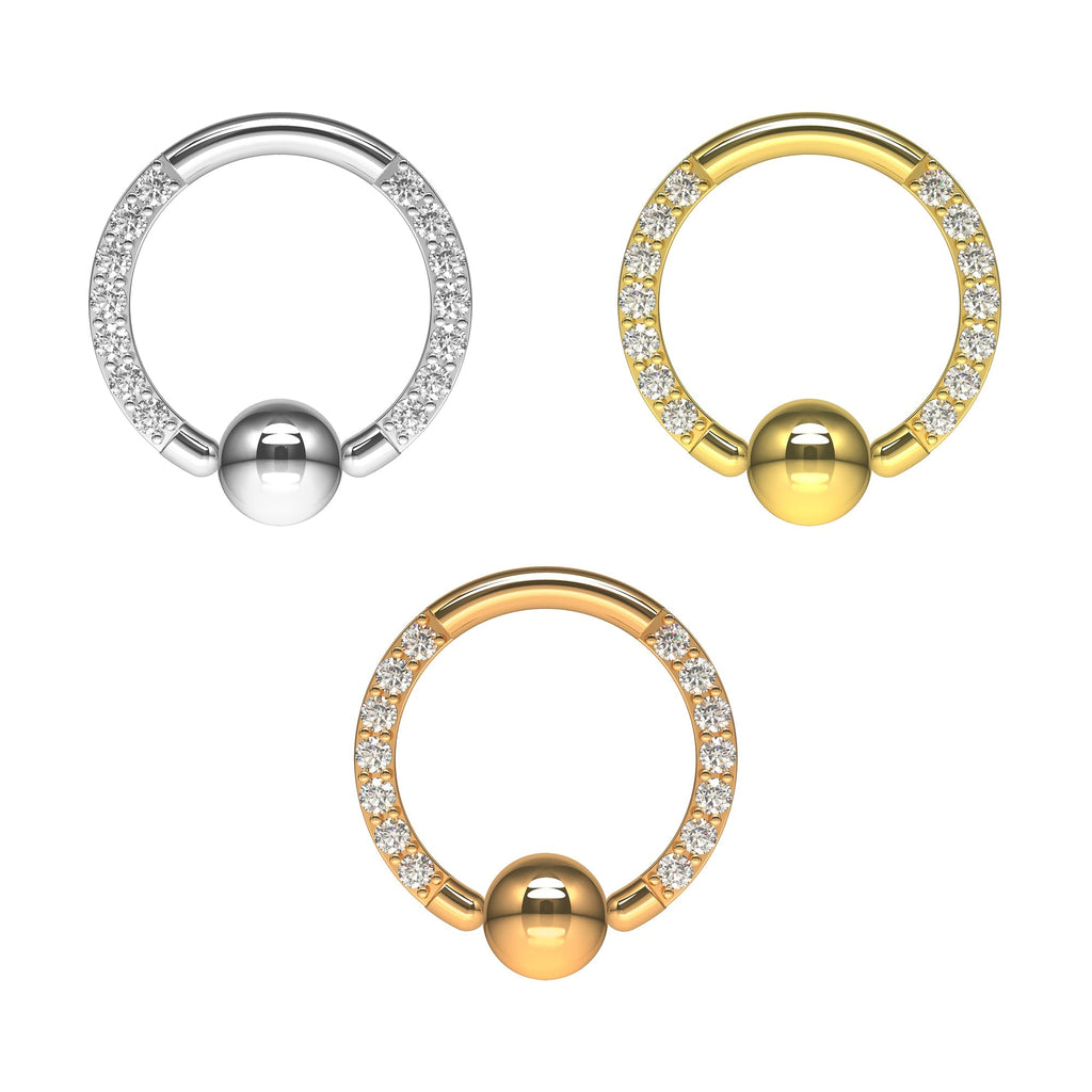 G23 Titanium Cubic Zirconia Studded BCR