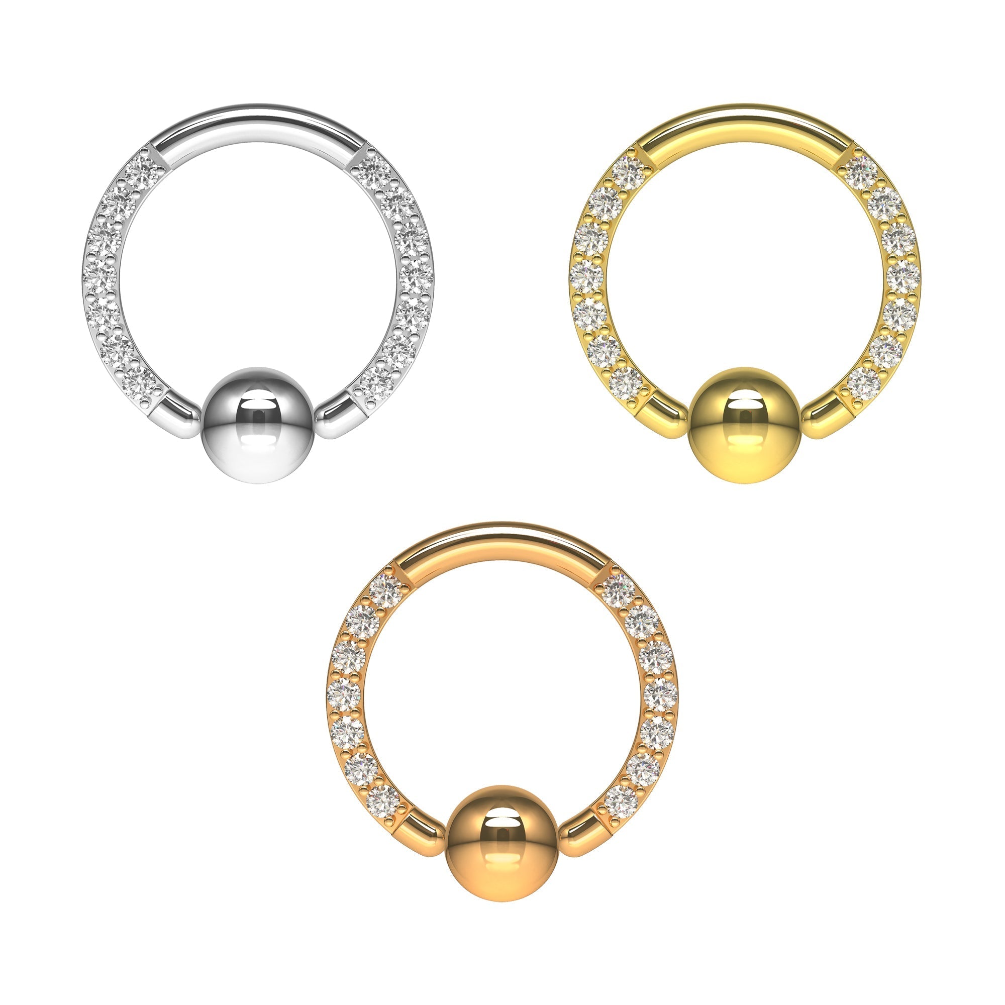 G23 Titanium Cubic Zirconia Studded BCR