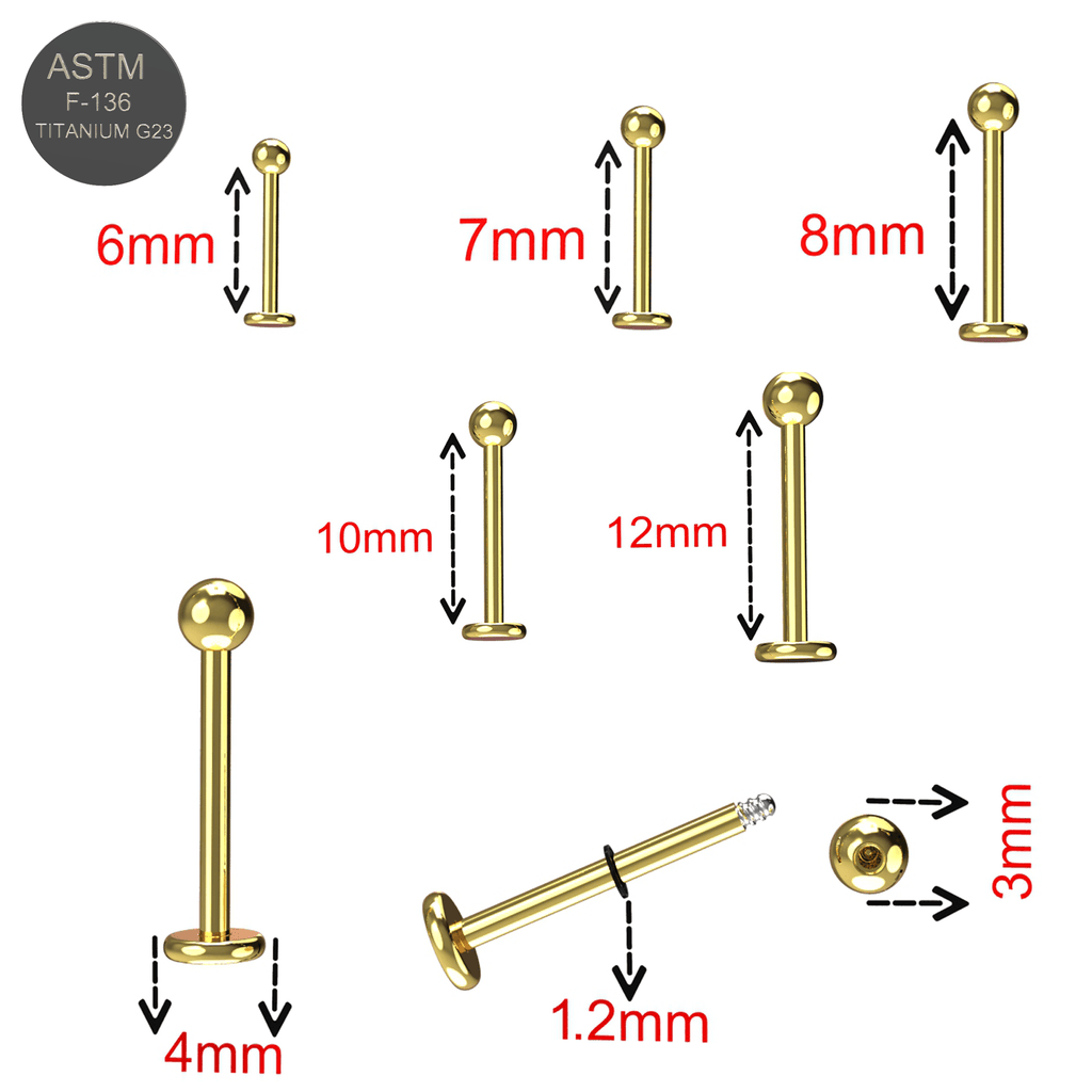 G23 Titanium Labret Bar with Plain Ball