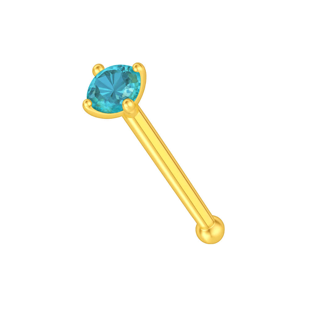 9K Gold with Colourful Crystal Stone Jewelled in Prong set Nose Bone