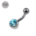 G23 Titanium Single Jewelled Belly Banana Ring