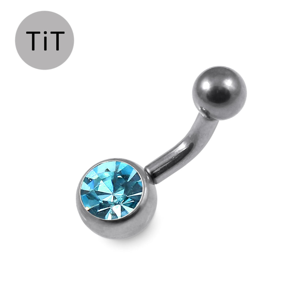 G23 Titanium Single Jewelled Belly Banana Ring