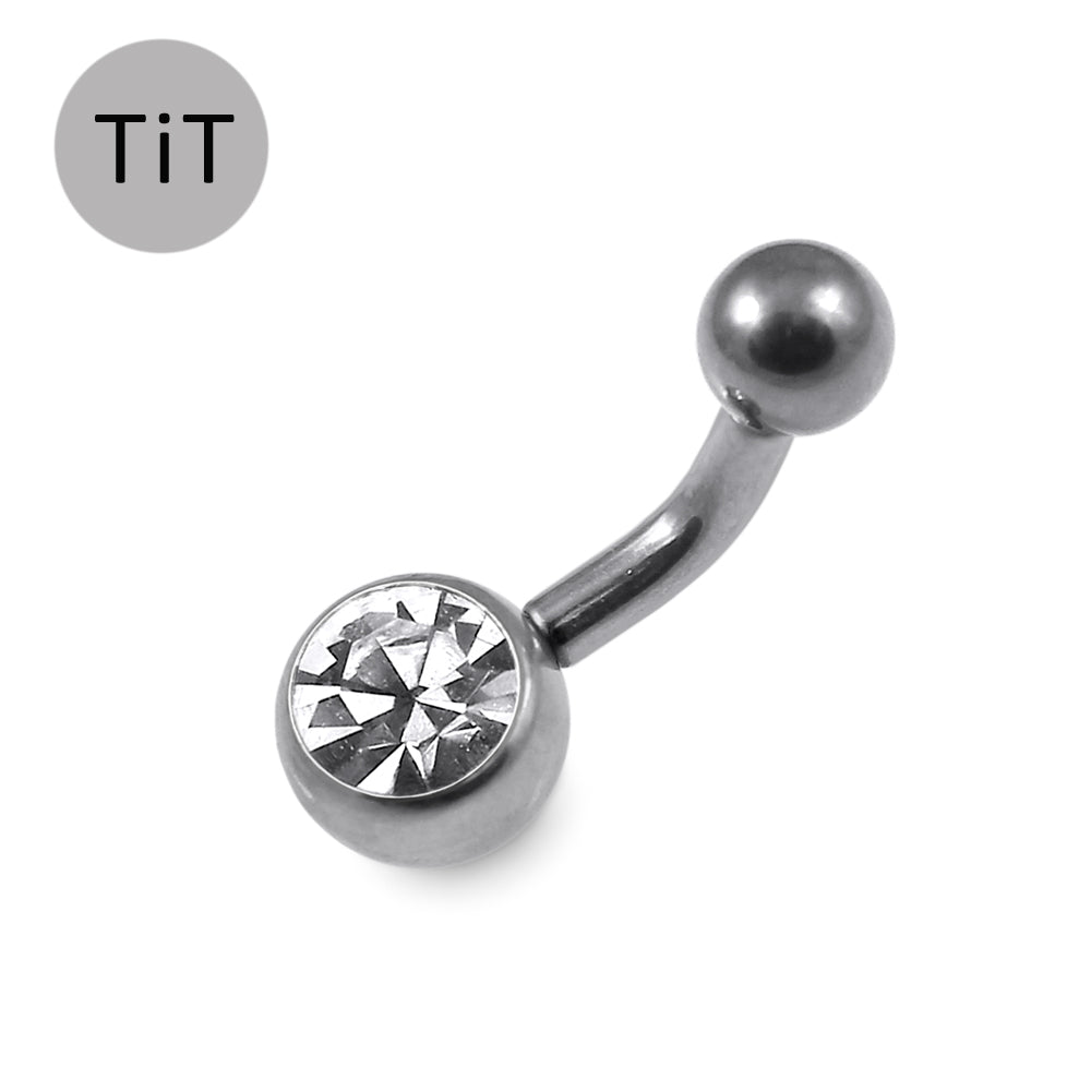 G23 Titanium Single Jewelled Belly Banana Ring