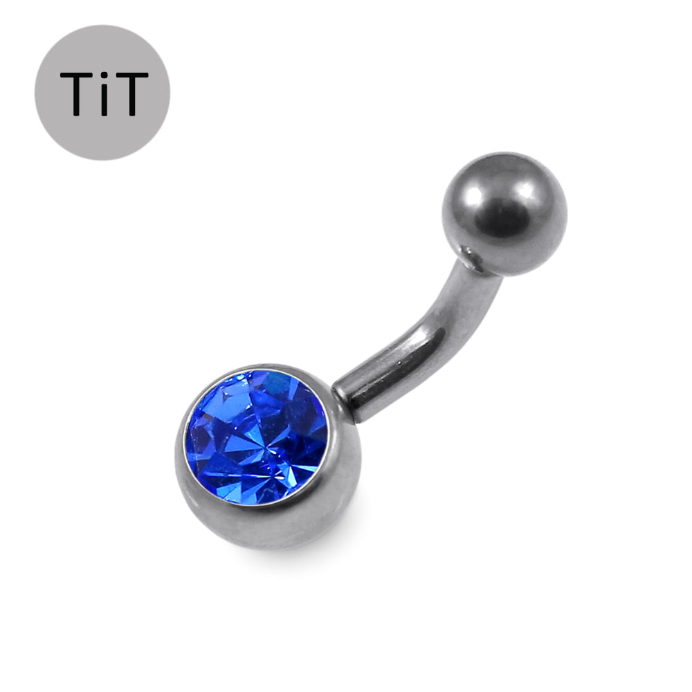 G23 Titanium Single Jewelled Belly Banana Ring