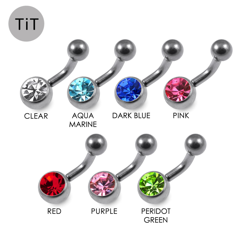 G23 Titanium Single Jewelled Belly Banana Ring
