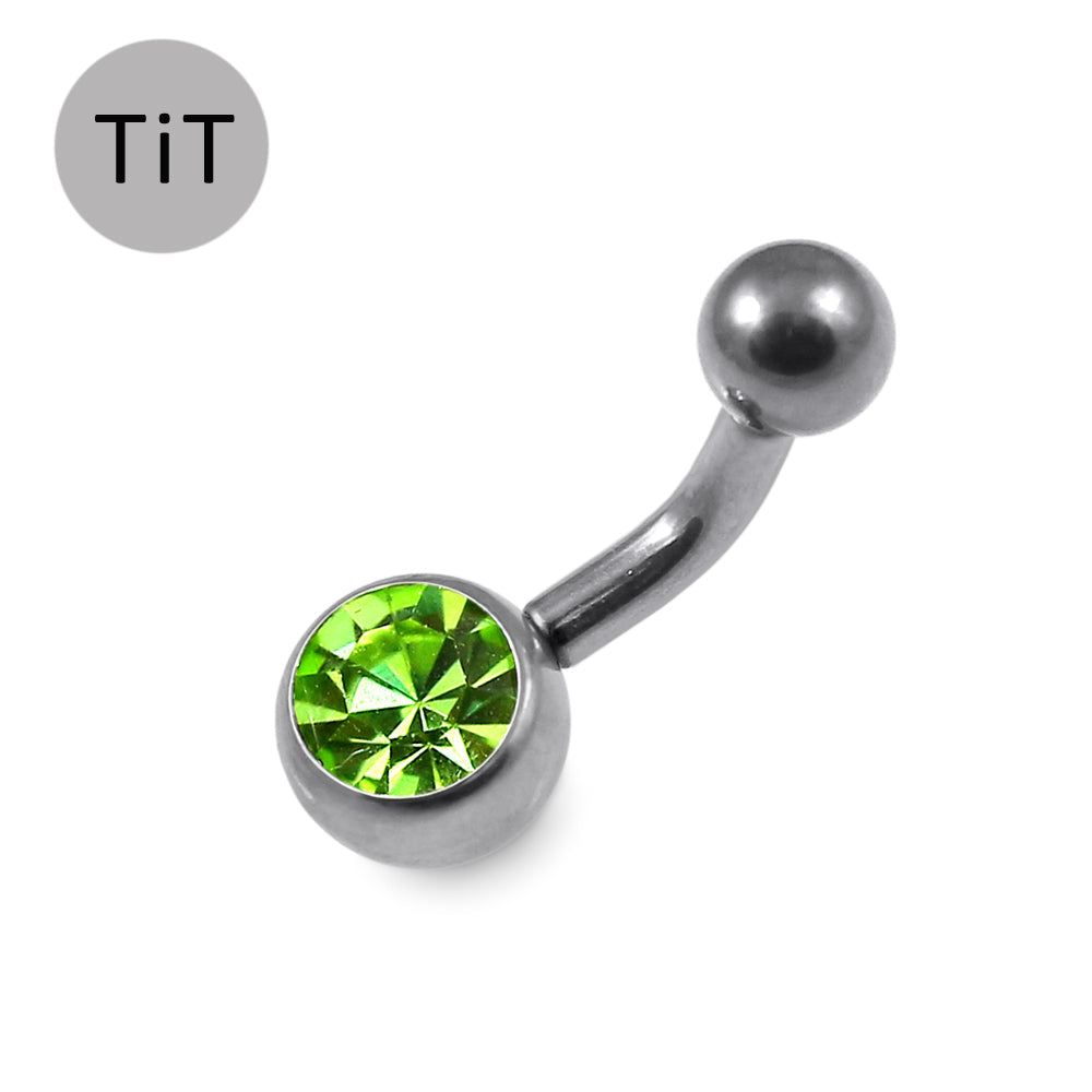 G23 Titanium Single Jewelled Belly Banana Ring