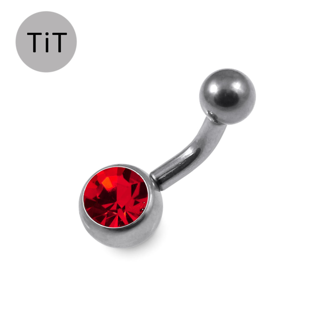 G23 Titanium Single Jewelled Belly Banana Ring