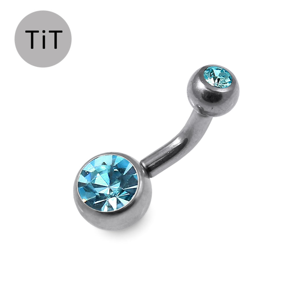 G23 Titanium Double Jewelled Belly Banana Ring
