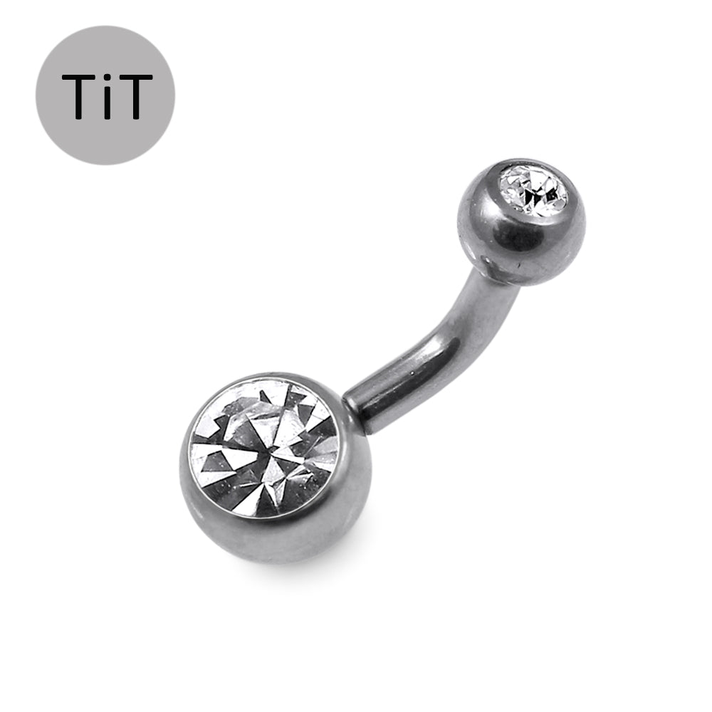 G23 Titanium Double Jewelled Belly Banana Ring