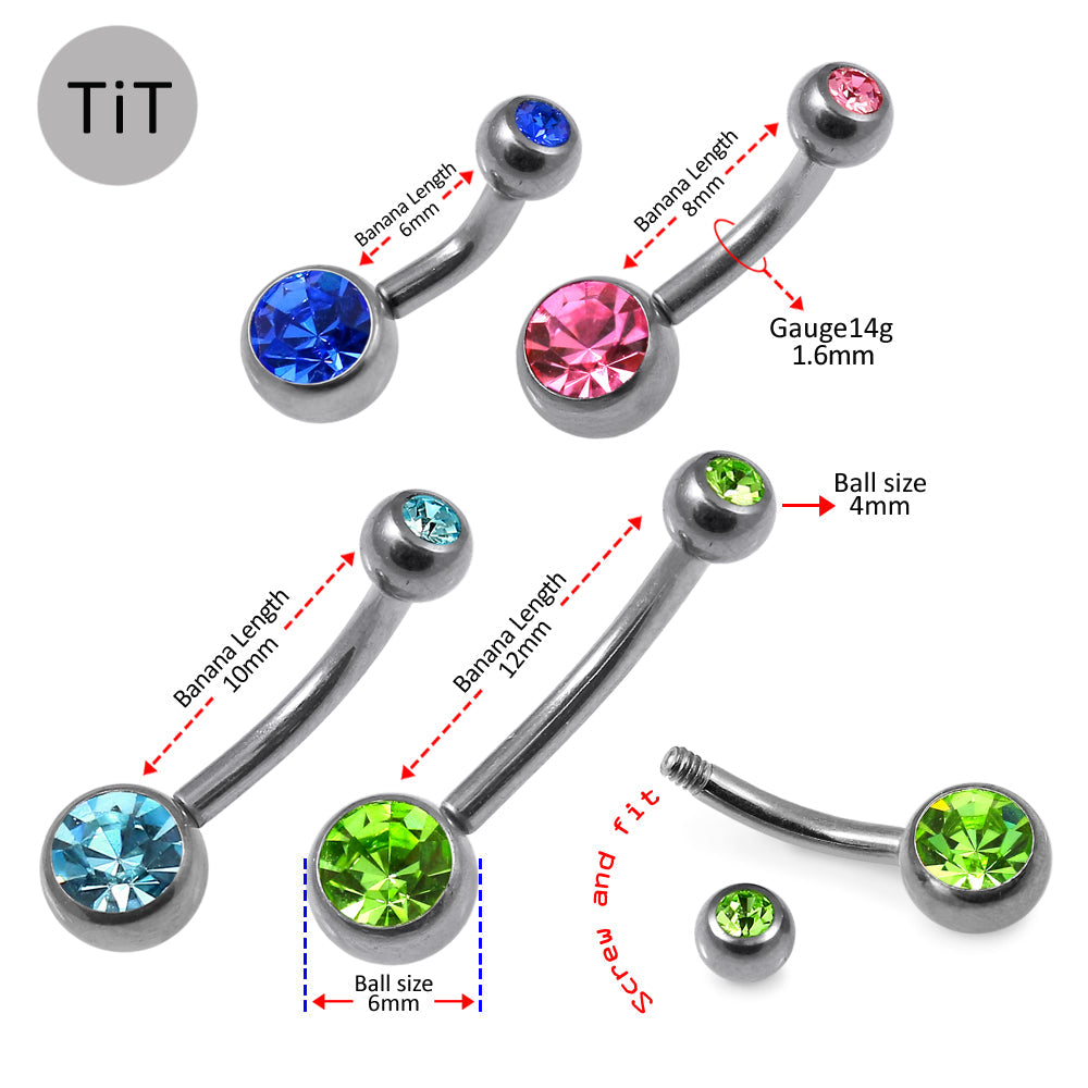 G23 Titanium Double Jewelled Belly Banana Ring