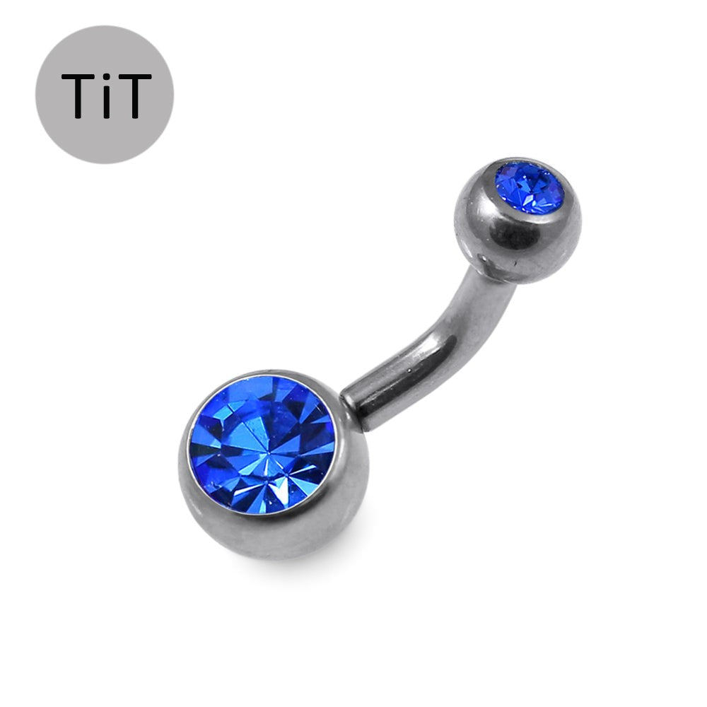G23 Titanium Double Jewelled Belly Banana Ring