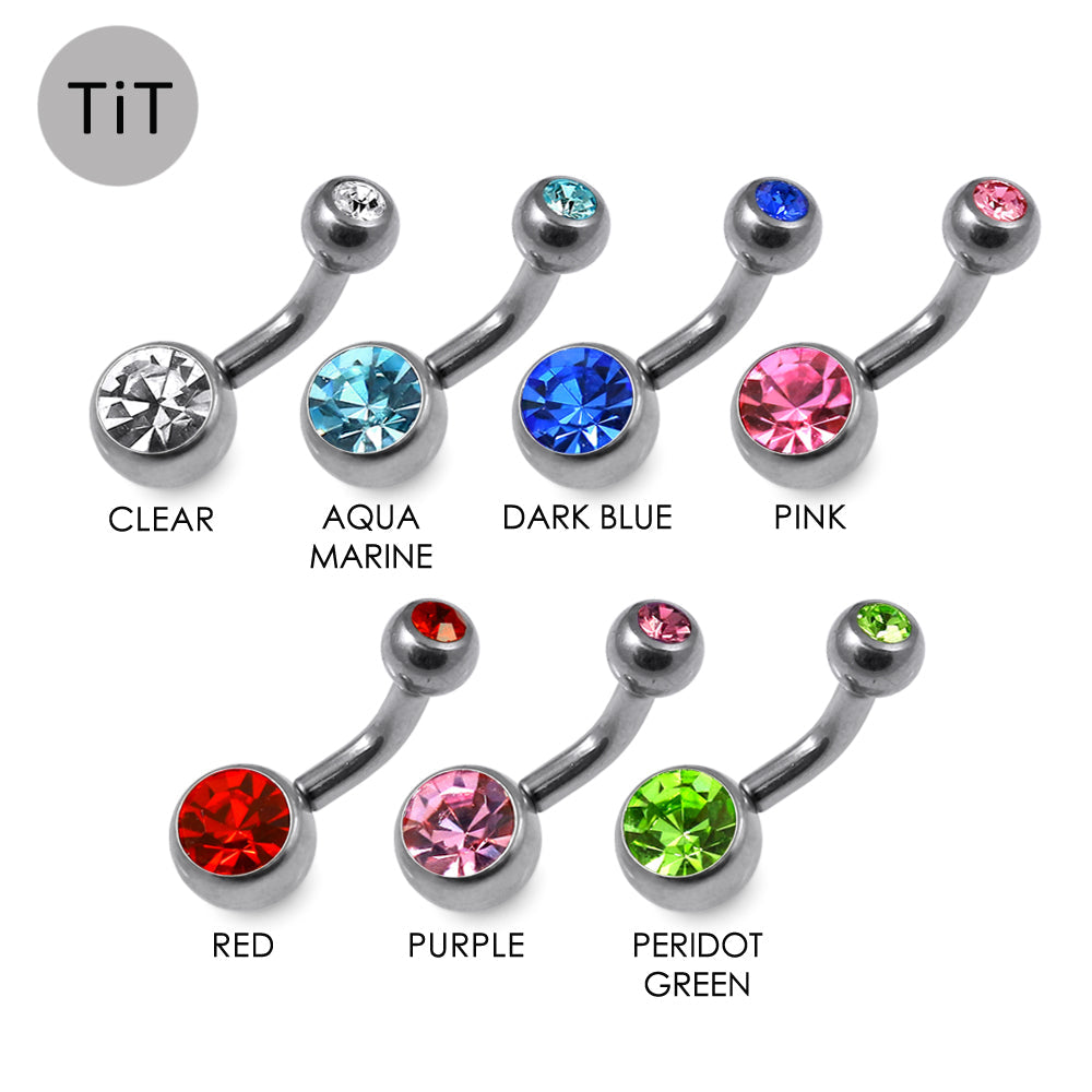 G23 Titanium Double Jewelled Belly Banana Ring