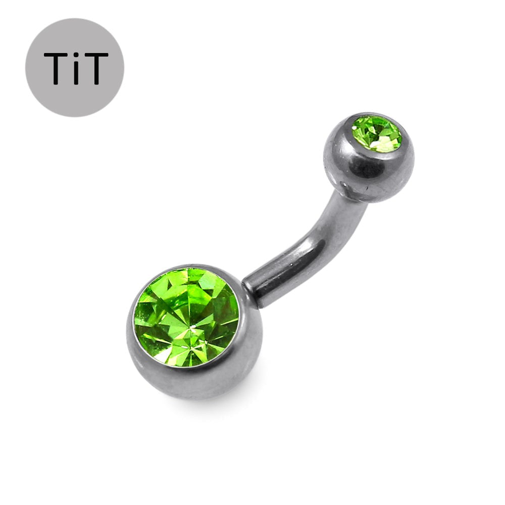 G23 Titanium Double Jewelled Belly Banana Ring