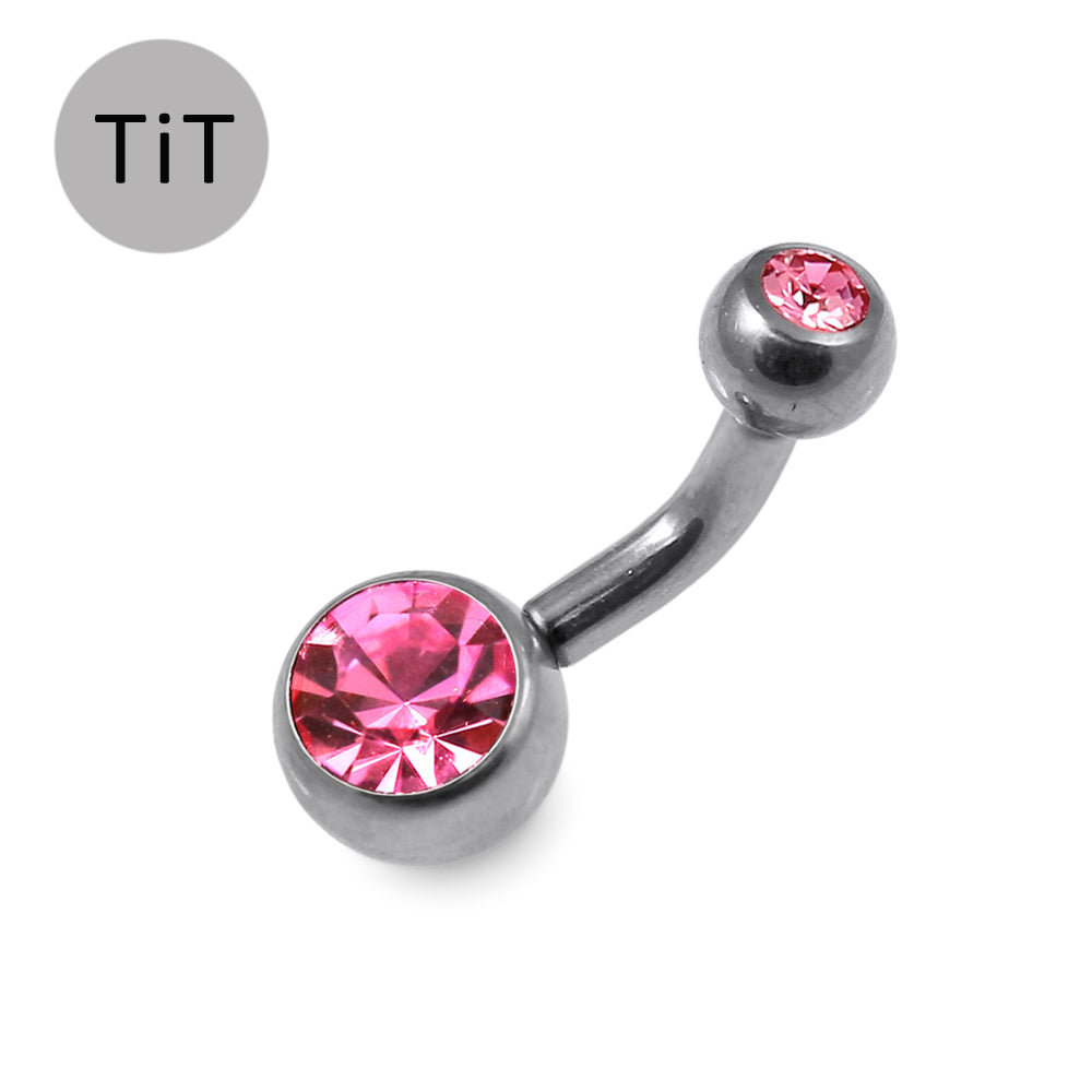 G23 Titanium Double Jewelled Belly Banana Ring