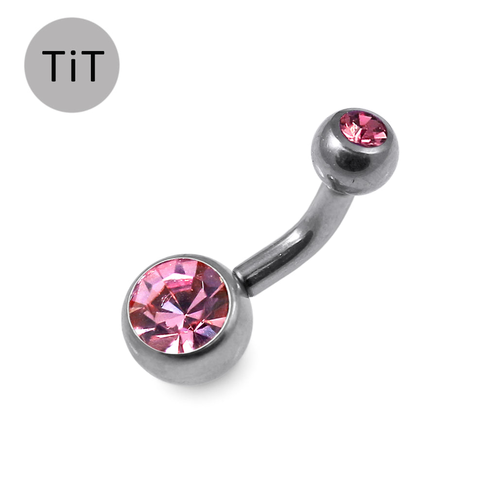 G23 Titanium Double Jewelled Belly Banana Ring